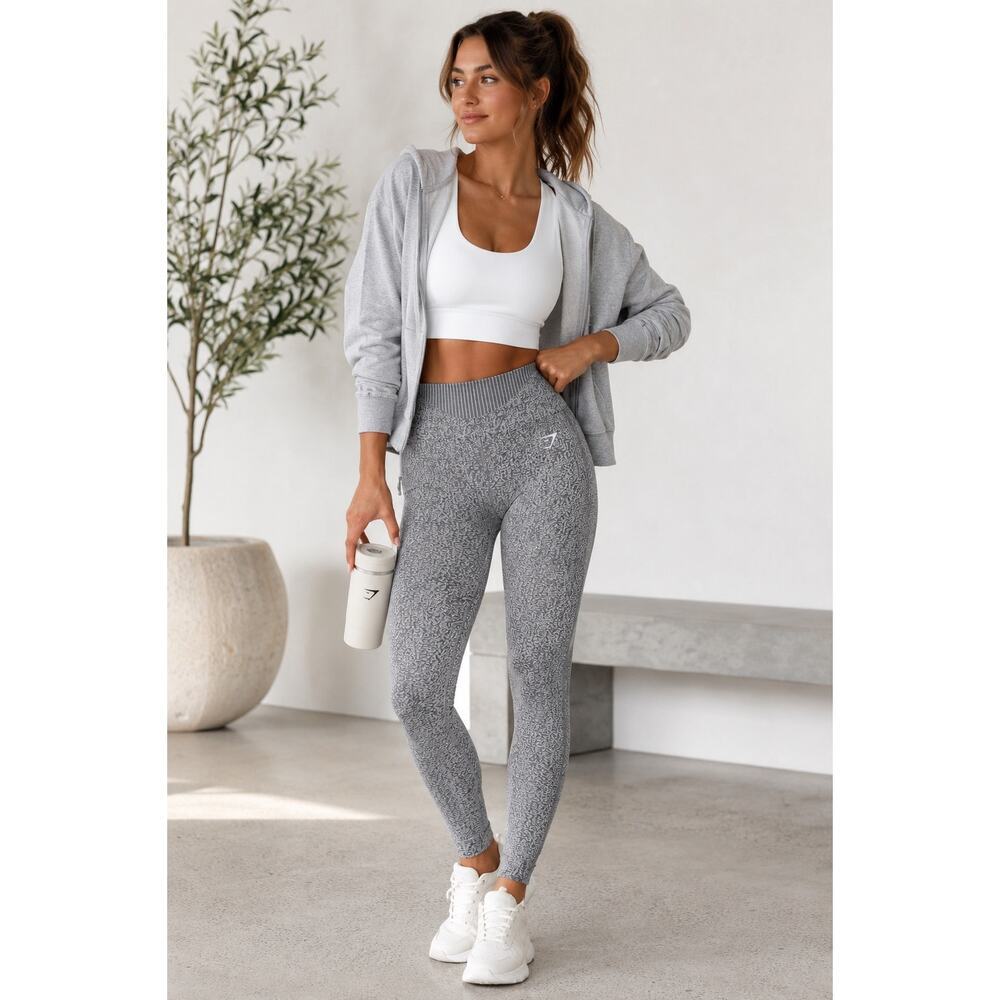 Gymshark Seamless High Waisted Leggings Gray Marl Textured Workout Yoga Medium